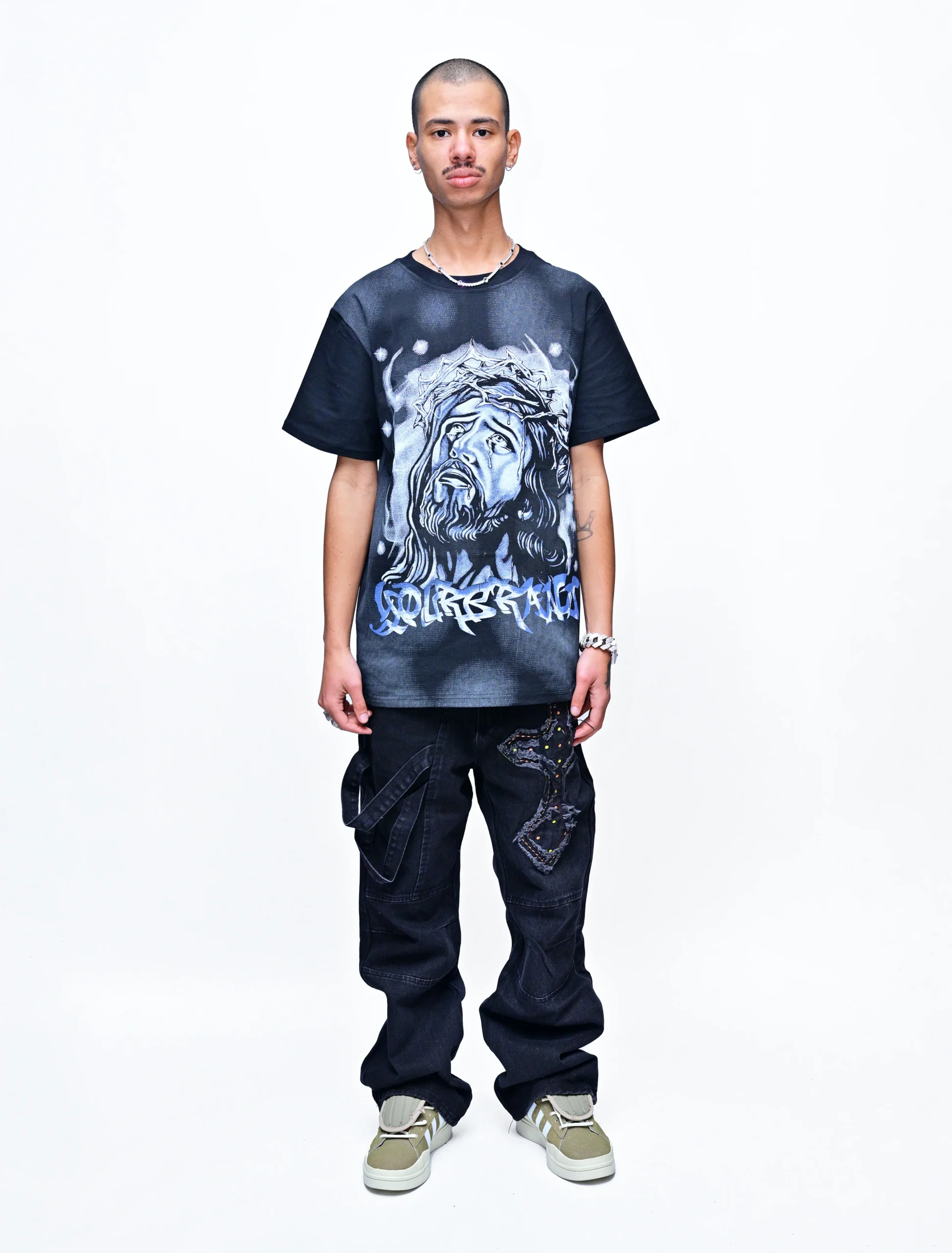 DIVINE EDGE – CROSS-STITCHED BLACK DENIM - Image 2