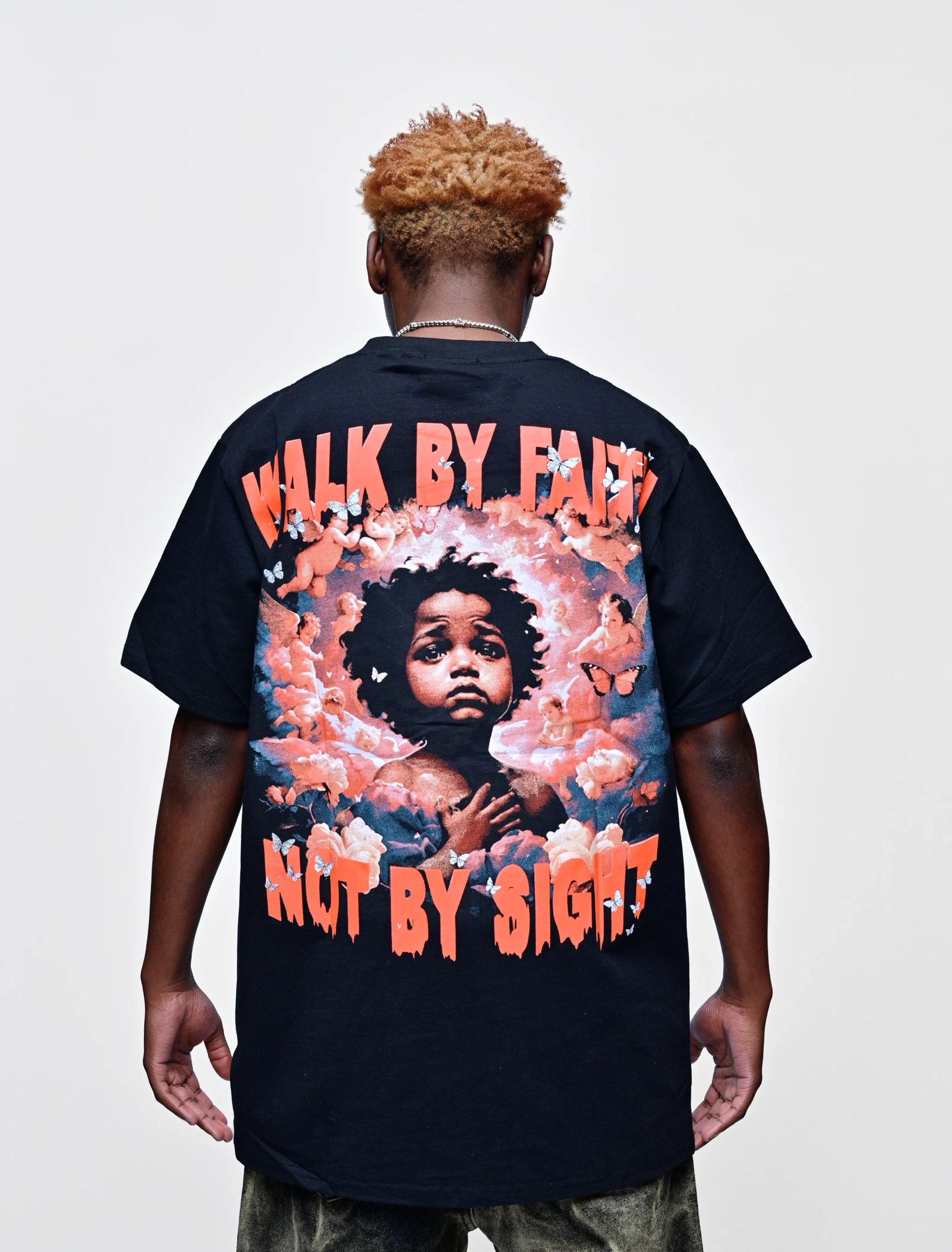 WALK BY FAITH, NOT BY SIGHT – EMBROIDERED SPIRITUAL TEE - Image 2