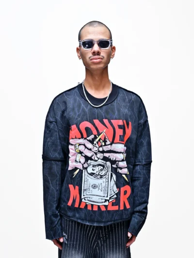 VIBRANT WEALTH – MONEY & VIBES FADED BLACK LONG SLEEVE