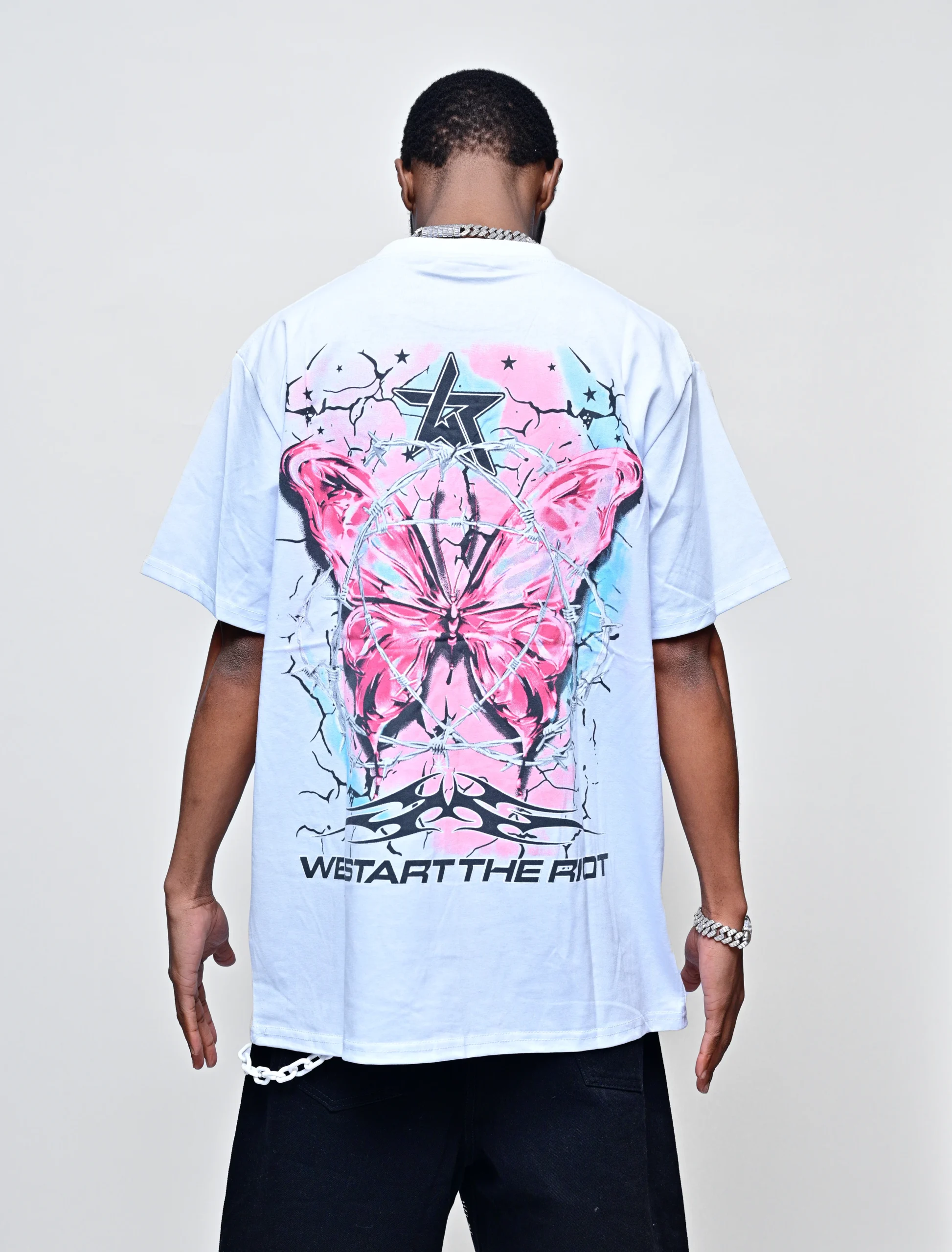 BLEACHED SIGNAL – BURNT WHITE GRAPHIC TEE - Image 2