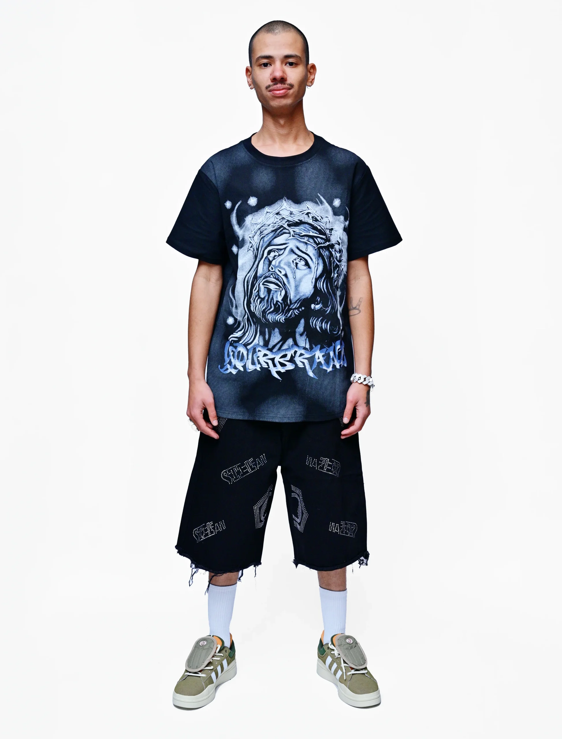 BLACK EVNY – RHINESTONE LONG SHORTS - Image 2