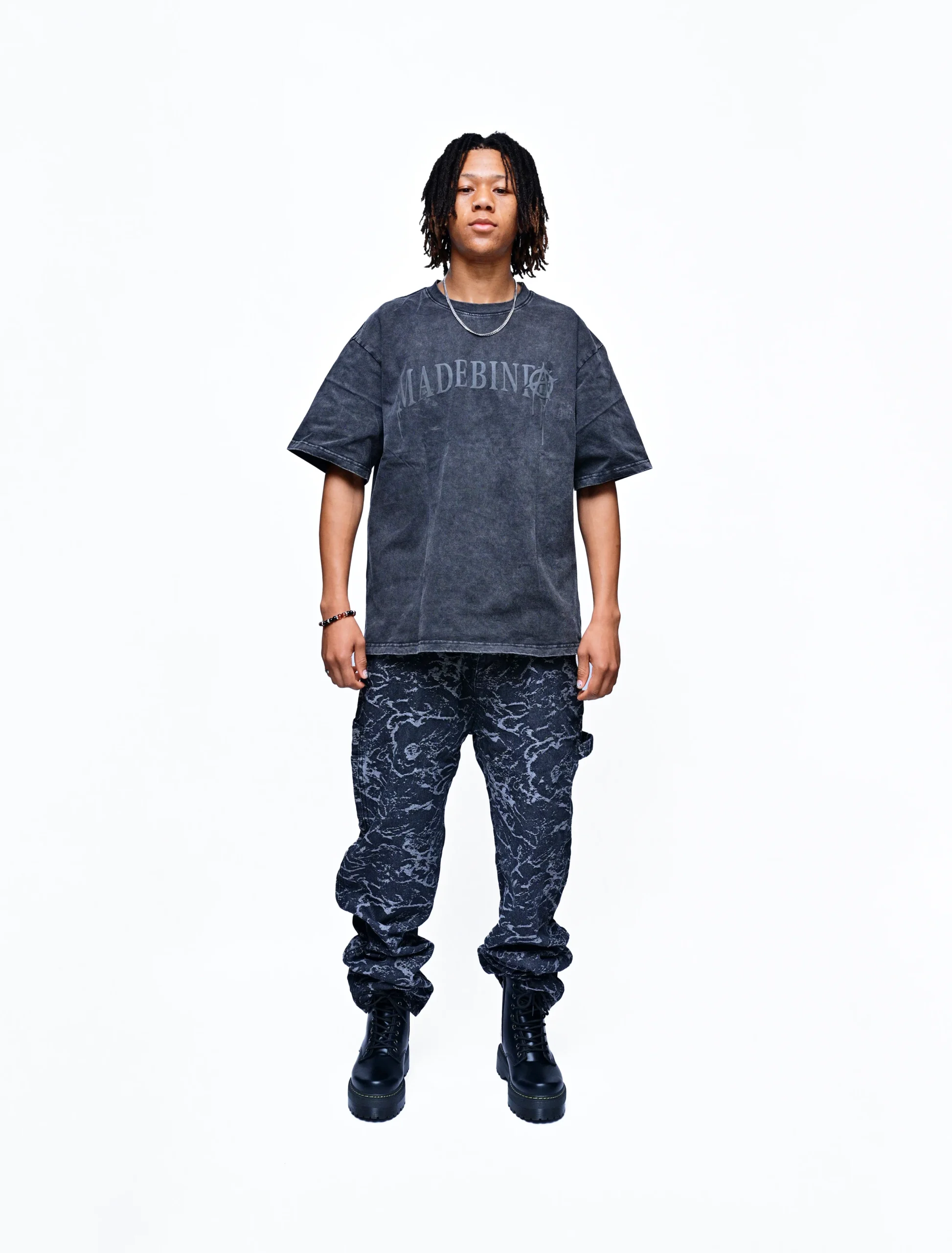 NIGHT CLOUDS – LUXURY FADED BLACK DENIM JEANS - Image 2