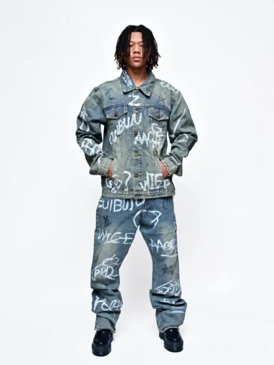 INK WAVE – HAND-PAINTED DENIM SET