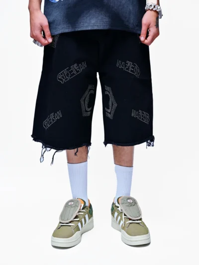 BLACK EVNY – RHINESTONE LONG SHORTS