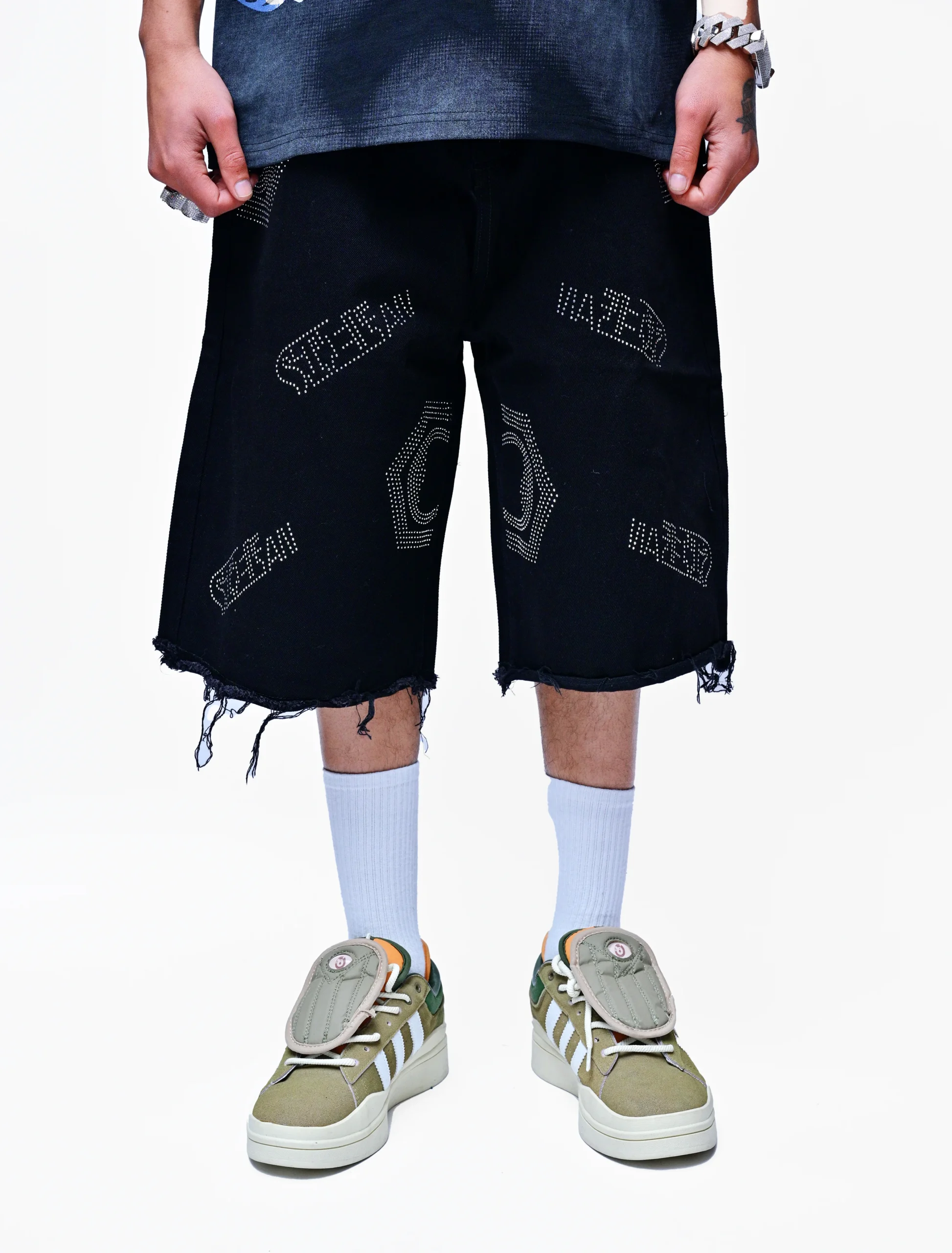 BLACK EVNY – RHINESTONE LONG SHORTS