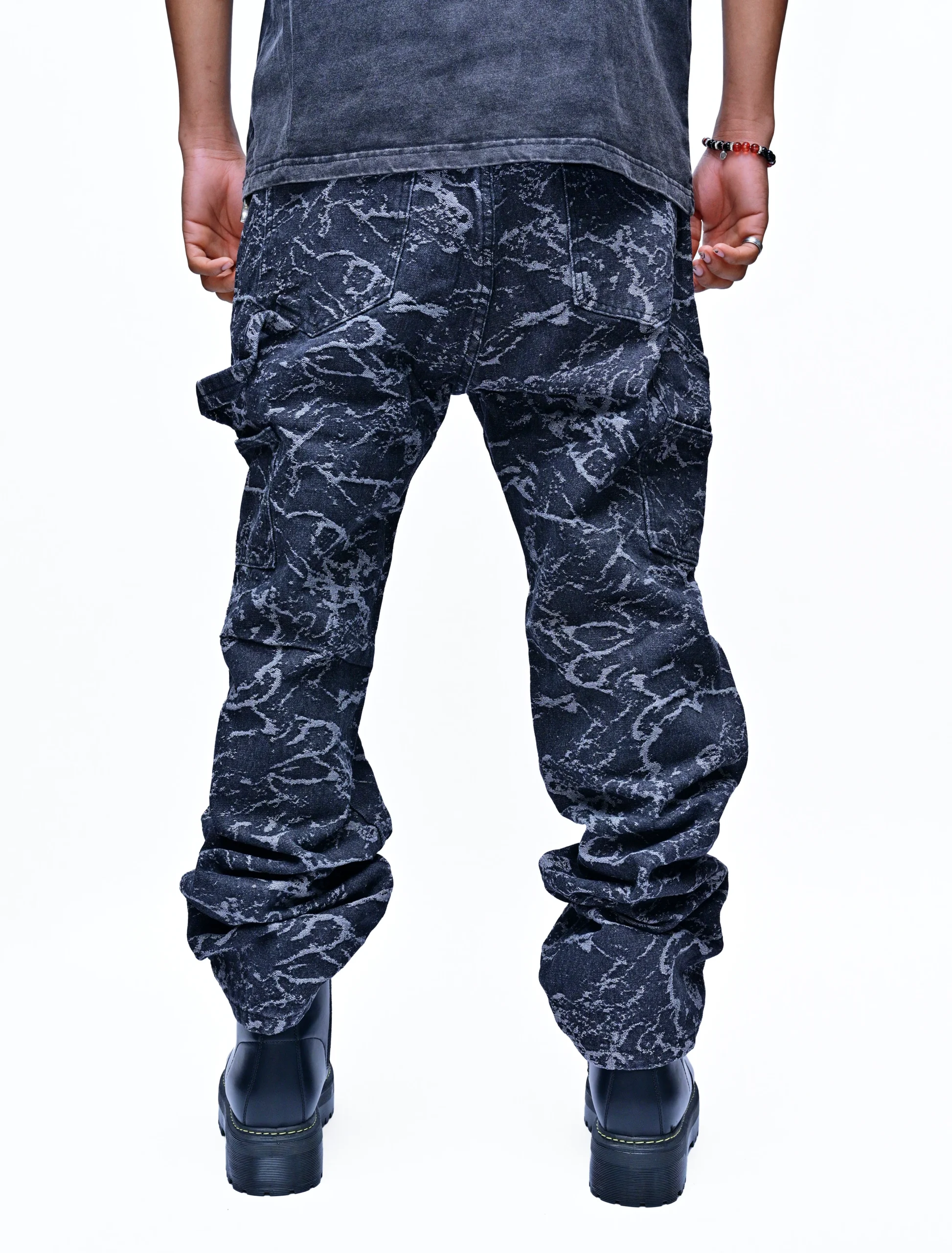 NIGHT CLOUDS – LUXURY FADED BLACK DENIM JEANS - Image 3
