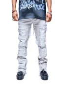 SAINT ASH – PRECISION-CUT GRAY CREAM DENIM