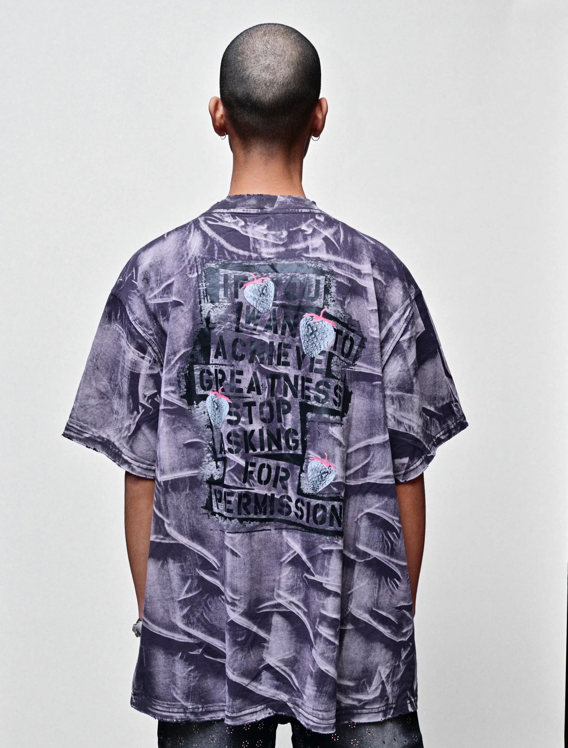 SWEET LUX – RHINESTONE STRAWBERRIES LUXURY TEE - Image 2