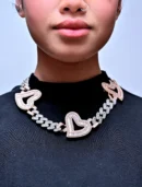 EVERLAY PRETTY GIRLS ROSE HEARTS TWO-TONE CUBAN CHAIN