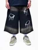 PRICELESS KISS – FADED DENIM LONG SHORTS