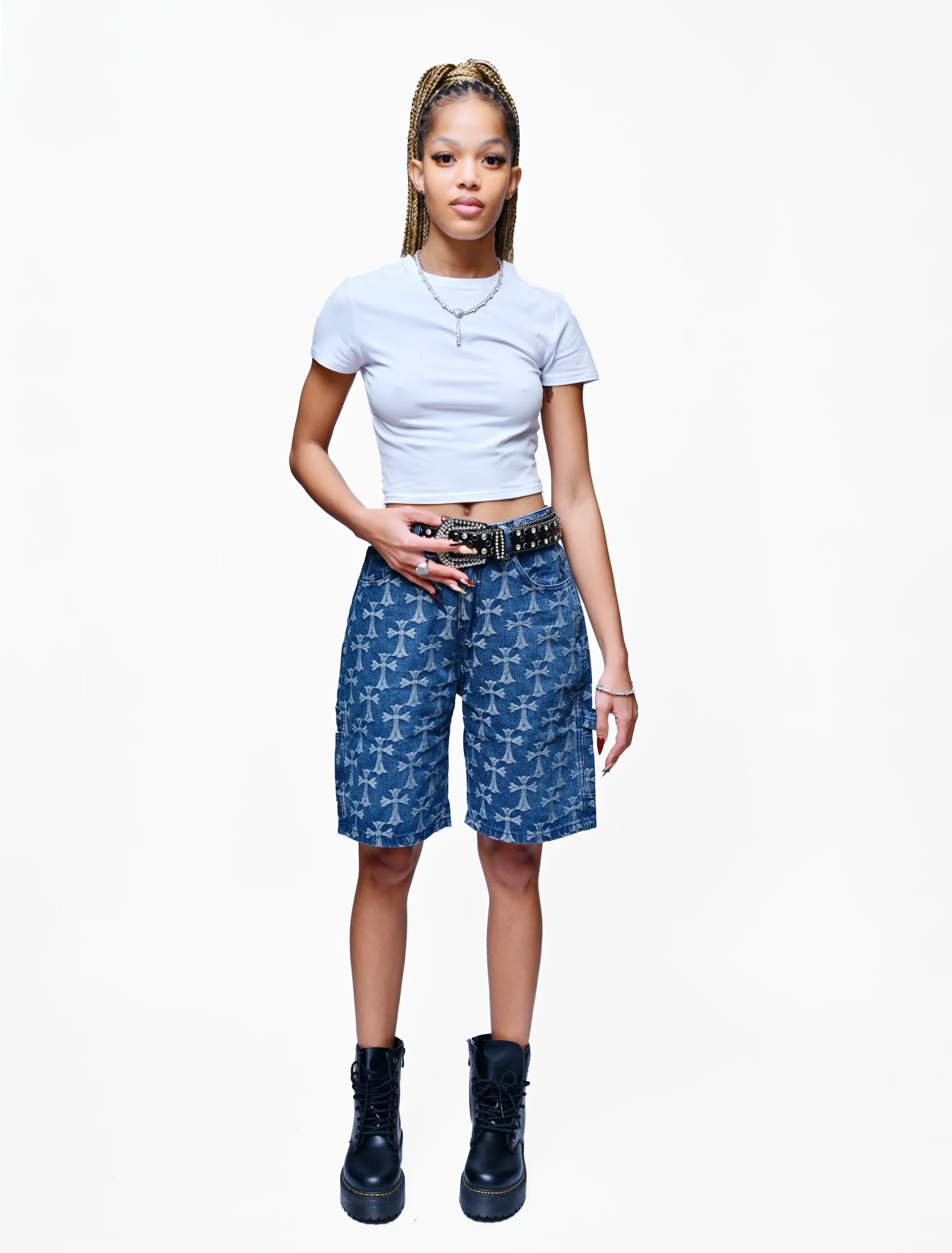 EVERLAY HEARTS – FADED DENIM LONG SHORTS - Image 3