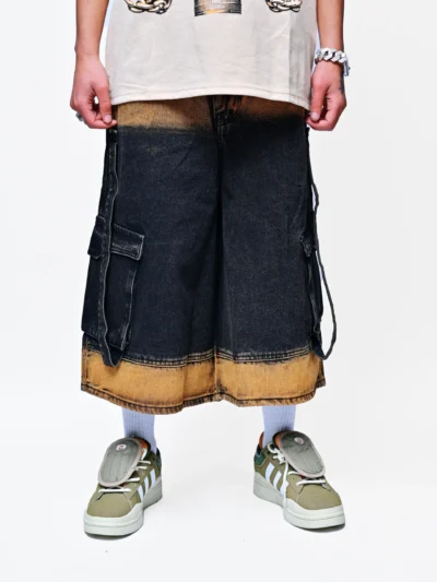 SAGE RUNNER – FADED GREEN DENIM LONG SHORTS