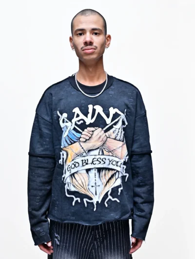 SAINTS & GOD BLESS YOU – DIVINE FADED LONG SLEEVE