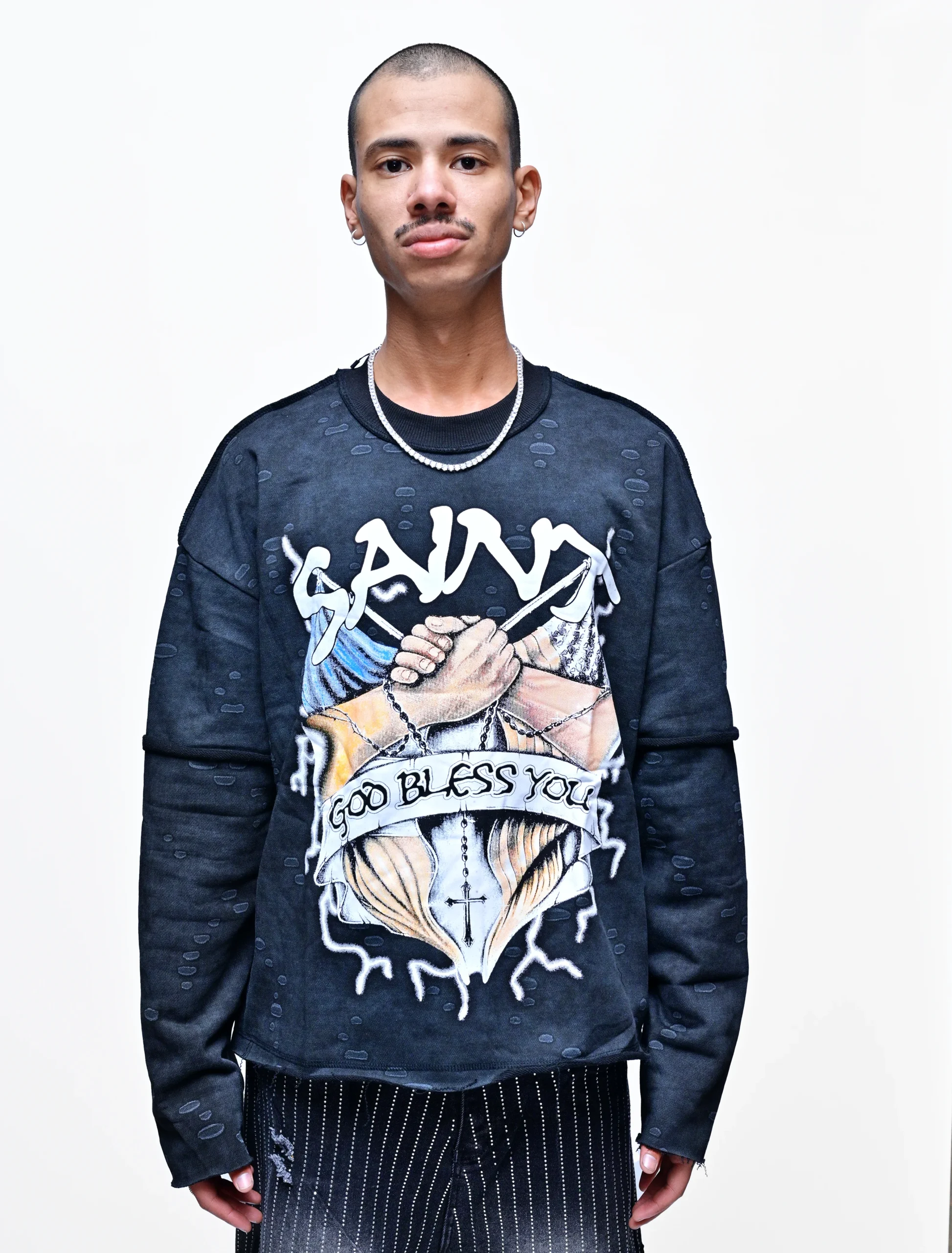 SAINTS & GOD BLESS YOU – DIVINE FADED LONG SLEEVE