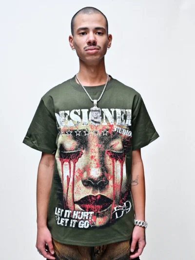 BURNING TEARS – FADED ARMY GREEN LUXURY TEE